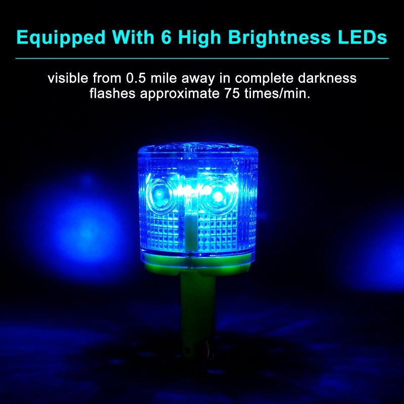 Aolyty Solar Strobe Warning Light 360 Degree Single Column Super Bright Waterproof IP54 for Construction Traffic Dock Marine Light Control Flashing (Blue) - Image 3